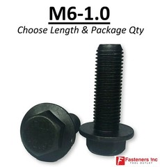 (Choose Length & Qty’s) M6-1.0 Grade 10.9 Metric Flange Bolts Black Phos & Oil