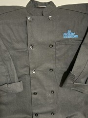 Mellow Mushroom Pizza Men’s Large Chef Coat Embroidered Long Sleeve Birds Art