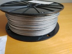 Galvanized Wire Rope Aircraft Cable, 1/8″, 7×7, 500 ft reel rated to 340lbs