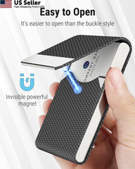 MaxGear Business Card Holder, Slim PU 0.5 x 2.4 x 3.7 inches, Black Carbon