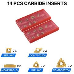 21 PCS Kit,Indexable Lathe Turning Tool,1/2″ 12Mm Shank,7Pcs Metal Lathe Cutting