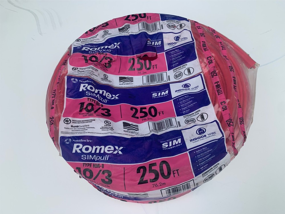 Southwire 250Ft 10/3 Romex SIMpull Indoor Cable Pink 63948555