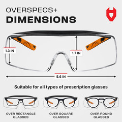 Nocry Safety Glasses over Eyeglasses for Men and Women with anti Scratch Lenses