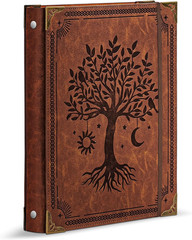 Leather 3 Ring Binder 8.5×11 Letter 1in Rings 200 Sheet Organizer Brown – US