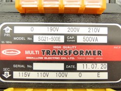 Swallow Step-Down Power Transformer 500VA Pri 190/200/210V Sec 100-110-115V 1Ph