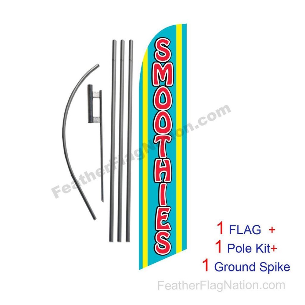 Smoothies 15′ Feather Banner Swooper Flag Kit with pole+spike