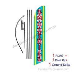 Smoothies 15′ Feather Banner Swooper Flag Kit with pole+spike