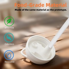 Straw Replacement for Owala Water Bottle 24 oz 32 oz, Reusable 6, White