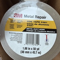 3M 3381 Foil Tape, Aluminum, Silver, 50 Yd L, 2-3/4 In W