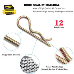 12 Pcs Heavy Duty Hitch Pins Clip R Clips Spring Retaining Wire Hair Pins Cotter