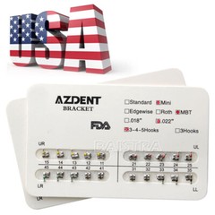 10Packs AZDENT Dental Orthodontic Brackets Braces Metal Mini MBT 022 3-4-5 Hooks