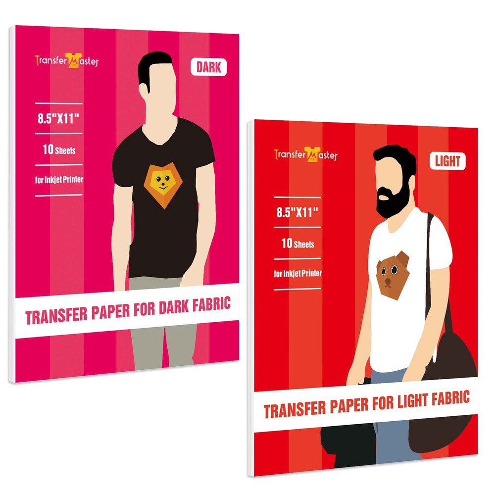 20 Inkjet + Laser Printable Heat Transfer Vinyl Sheets for Dark + Light Fabrics