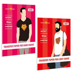 20 Inkjet + Laser Printable Heat Transfer Vinyl Sheets for Dark + Light Fabrics