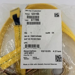 3M DBI-SALA 1231105 5 Ft Web Positioning Restraint Lanyard Snap Hooks New Yellow