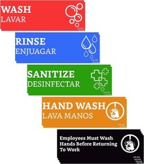Wash Rinse Sanitize Stickers Great for Restaurants Commercial Kitchens 3 Sink