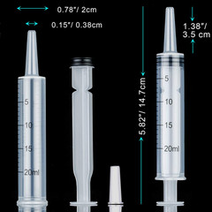 4 Pack Large Syringes for Liquid, 20ml & 60ml Plastic Syringe for Measuring, Lip