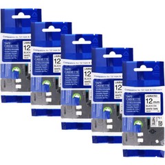 5PK Brother P-Touch TZ-231 TZe-231 12mm Label Tape Black on White 1/2″ PT-H100