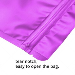 Multi-Size Foil Mylar Matte Purple Stand Up Zip Lock Bag w/ Rectangle Window P02