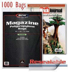 1000 Resealable Magazine Protection Bags Acid Free Sleeves 2 Mil Archival By BCW