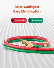 Oxygen Acetylene Hose 1/4-Inch x 15FT T Grade Hose 300PSI Max Working Pressure