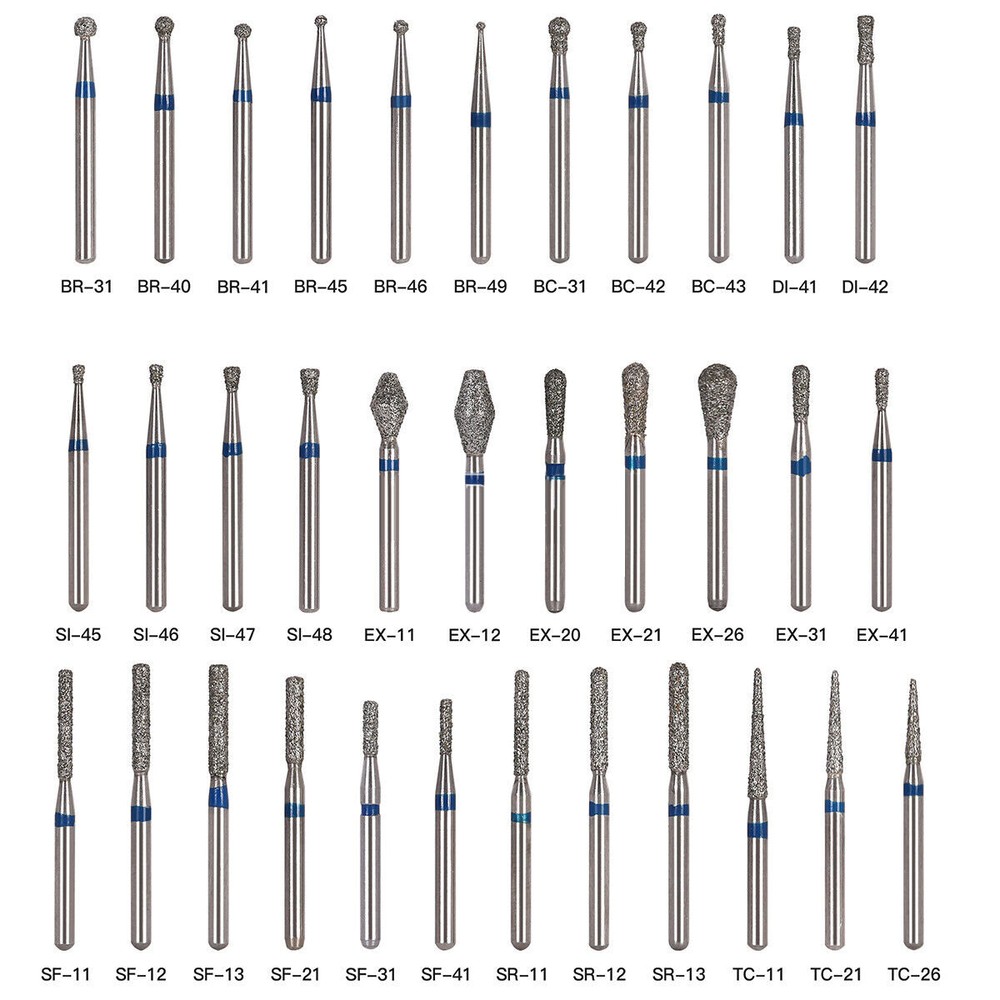 0.99 5Pcs Diamond Burs for High Speed Handpiece FG1.60mm Polishing Burs