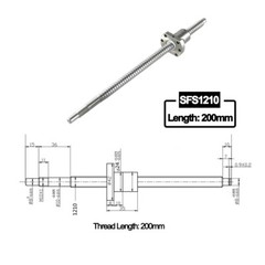 SFS1210 Ball Screw Rod with Nut Low Noise 200mm -1561mm FK/FF CNC End Machined