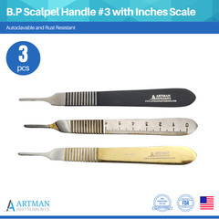 B.P Scalpel Handle #3 with Inches Scale Set of 3 ARTMAN