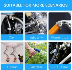 24Pcs Stainless Steel Hose Clamps Assortment Kit 1/4-2 Adjustable Set