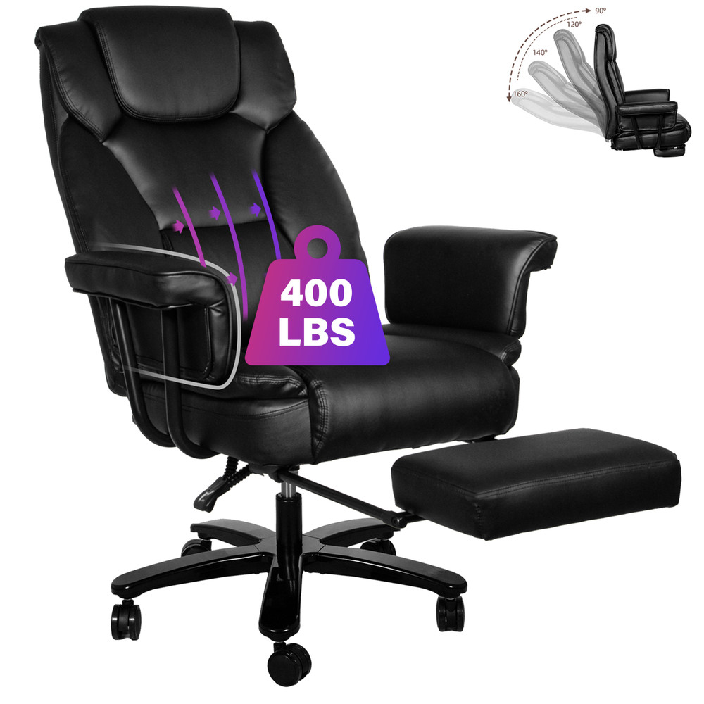 Big and Tall Office Chair Ergonomic Leather Computer Desk Chair with Footrest