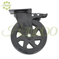 4 Pcs 6-Inch Polyurethane Casters With Brake Included 2 × Hardware Kits Black