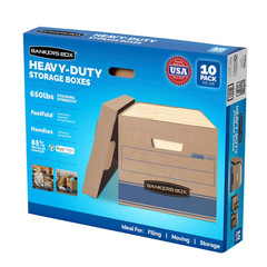 Bankers Box Heavy Duty Storage Boxes, 10″ x 12″ x 15″, 10 Pack, Kraft Brown