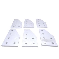 Lot of 6 80/20 4320 Angled Flat Plates, 15-Series, 6-Hole, 6in x 3in x 0.250in