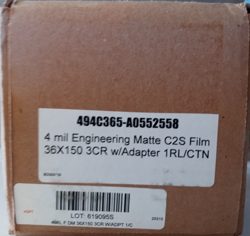 4 mil Engineering Film 36×150 3″ Core Xerographic Laser print media