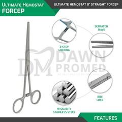 2Pcs Set 8″ + 10″ Straight Hemostat Forceps Locking Clamp Fishing Plier German G