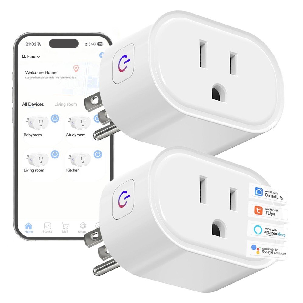 Smart Home Plug, 2.4GHz WiFi Smart Socket, Works with Alexa & Google Assistan…