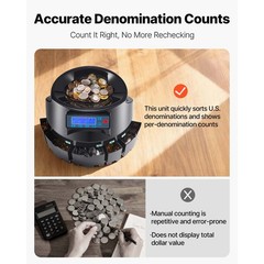 Uimoso USD Coin Sorter Coin Counter Wrapper and Roller 300 Coins/min LCD Display