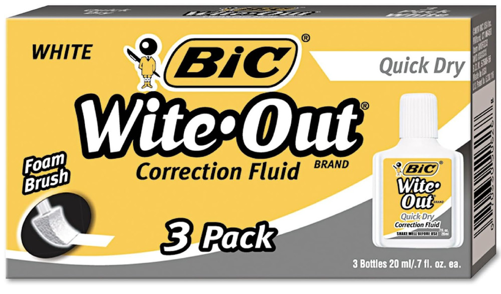 BIC Wite-Out Quick Dry Correction Fluid, 20 mL, 3 Count (Pack of 1), White
