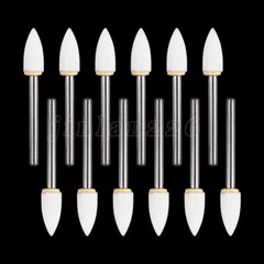 SANDENT Dental White Stone Polishing Burs FG Aluminum Oxide Flame Shape
