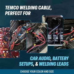 TEMCo 2 AWG 25 Ft Black + 25 Ft Red Welding Cable