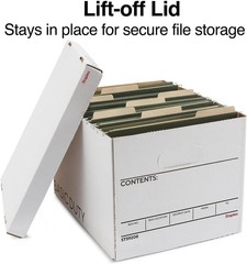 Corrugated File Box Lift Off Lid, Letter/Legal Size, White/Black, 10/Pack