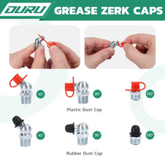 50PCS 1/4″-28 Grease Fittings Kit, SAE Zerk Grease Fittings 90 Degree with Greas