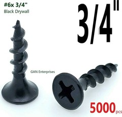 Phillips Bugle Head # 6 x 3/4 Coarse Drywall Wood Screw – Black Phosphate (5000)