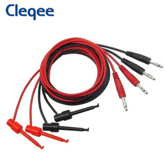 Cleqee P1039 4Mm Banana Plug to Test Hook Clip Test Lead Kit Mini-Grabber Cable