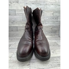 Justin Dark Brown Leather Work Boots Pull On Roper Round Toe Oil Resist Men 12D