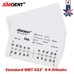 10Packs Dental Orthodontic Brackets Metal Braces Standard MBT 022 Hooks 3-4-5