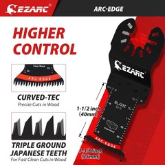 EZARC Japanese Tooth Oscillating Saw Blade, 5 PCS Arc Edge Cr-V, Black