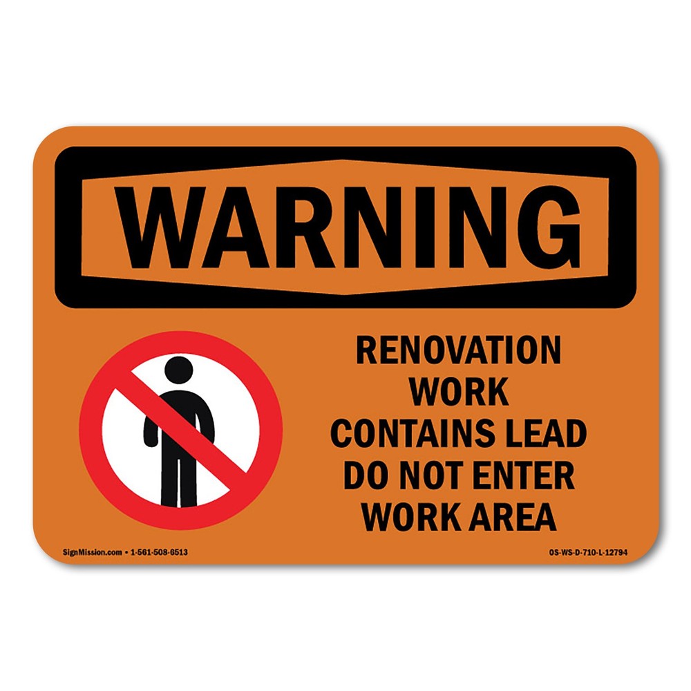 Renovation Work Contains Lead Do Not Enter ANSI Warning Sign Metal Plastic Decal
