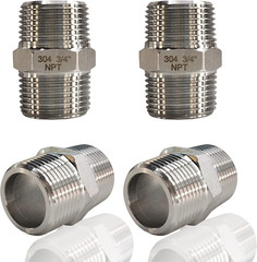 4PCS Hex Nipple 3/4″ Male X 3/4″ Male Pipe Fittings, 304 Stainless Steel 3/4 Inc