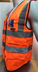 Class II Hi Visibility Reflective Orange Safety Vest with ID POCKET