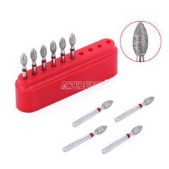 10Box AZDENT Dental Diamond Polishing Burs Football Fine #368-023F RED 10pcs/box